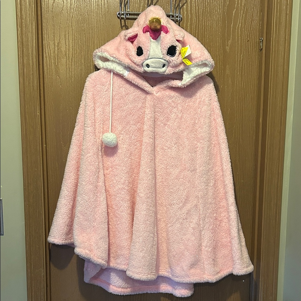 Pink Unicorn Hooded Poncho Jacket